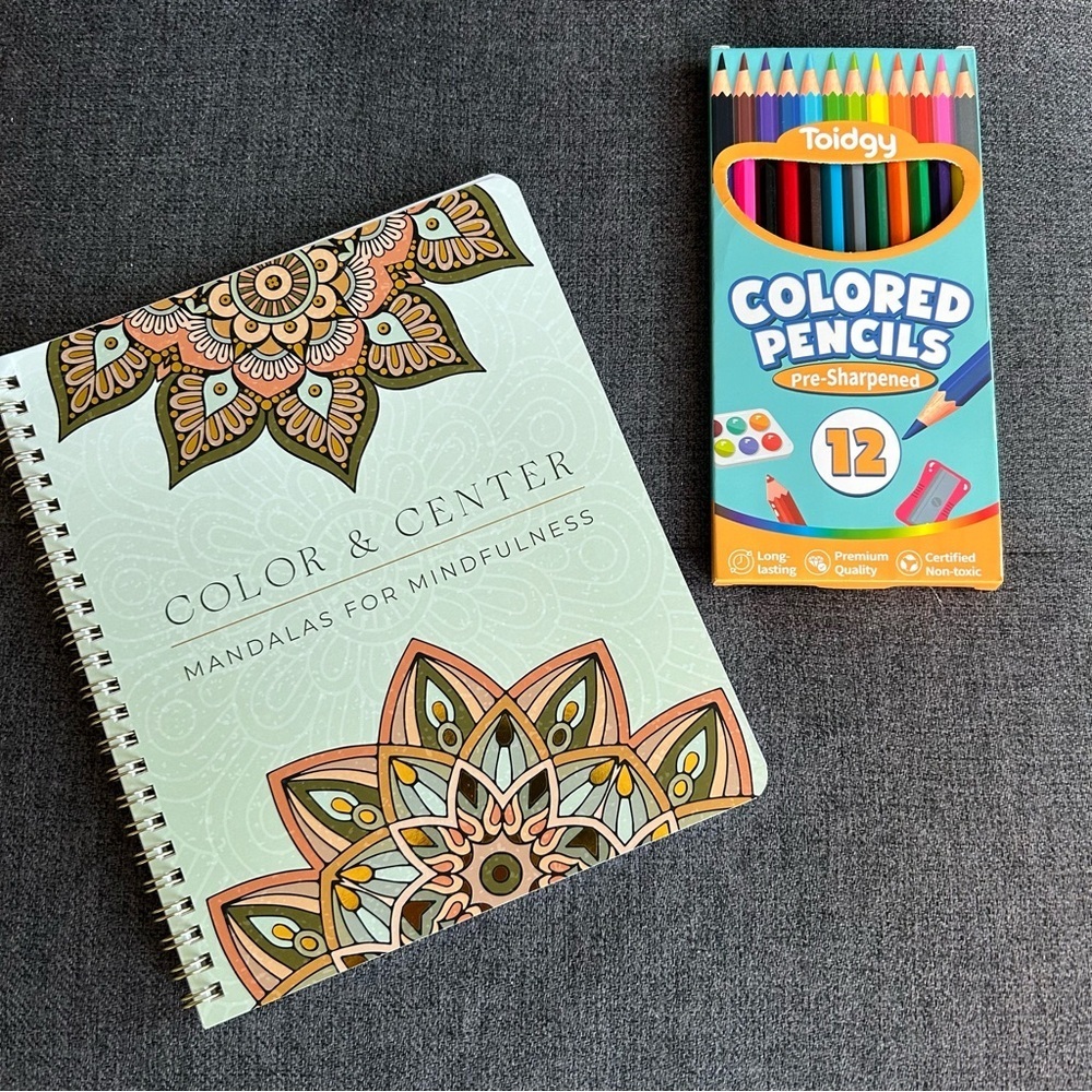 Coloring Book ‘Mandalas for MINDFULNESS’ + 12-pc Colored Pencils Set